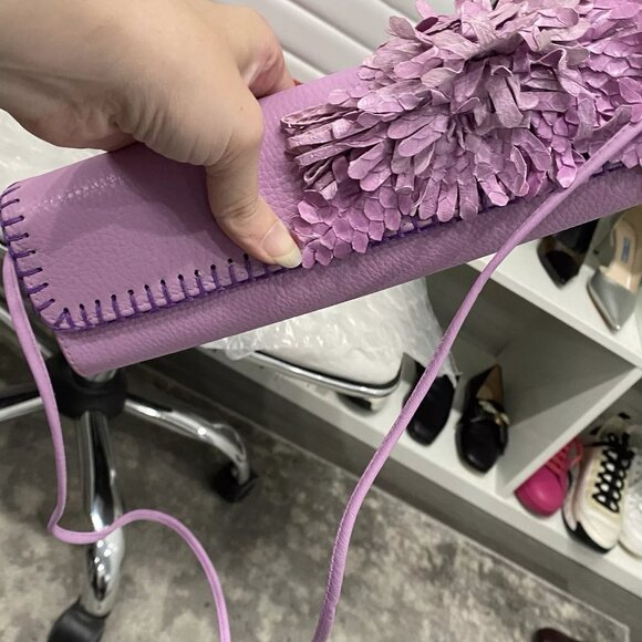 FATTO A MANO BY CARLOS FALCHI Python Leather Purple Crossbody Clutch Bag - Picture 11 of 11